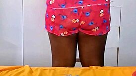 naked applying moisturizer in homemade setting