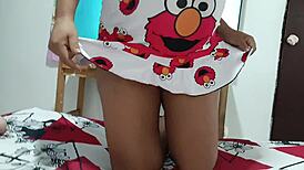 step-cousin keli in her elmo pajamas wanting to suck dick