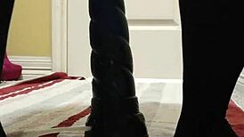 chubby fox solo teases with bad dragon dildo and cum lube