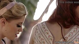 sensual blonde hottie seduces redhead friend and licks her bush outdoors 😍 charlotte stokely maya kendrick