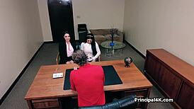 Secretary and vice principal blowing dick at the office