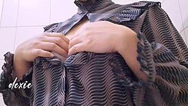 pinay chubby big tits office break playing nipples