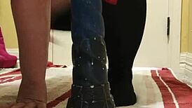 chubby fox solo teases with bad dragon dildo and cum lube