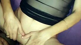 The beautiful lingerie accentuates the skinny wife's slender body.