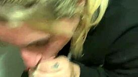 Latina slut sucks cock in public cinema bathroom.