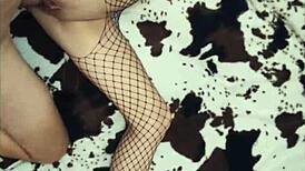 The beautiful lingerie accentuates the skinny wife's slender body.