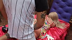 'Eating the blonde stepmother's ass like a sex toy'