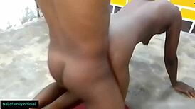 chubby black girl gets fucked in the rain, homemade naija style