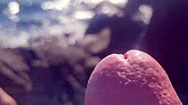 Feeling so exposed and excited during public masturbation with piss-loaded cock.