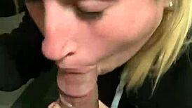 Latina slut sucks cock in public cinema bathroom.