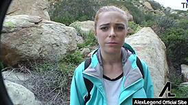 Redhead penny pax and sarah shevon suck and drain alex legends cock in outdoor threesome