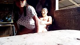 stepson follows rhythm of latina milf's wet pussy with big cock