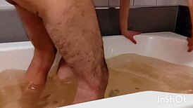 Mature woman and bathroom oral climax