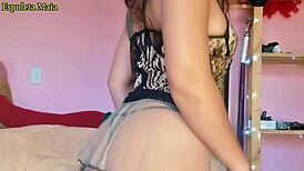 Brunette showing her panties stuck in her ass while twerking for the camera