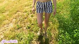 i gave a blowjob to my guy outdoors and swallowed his cum