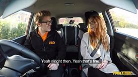 fake driving school - british ginger babe ella hughes gets her perfect pussy fucked during driving lesson