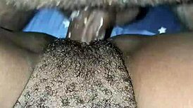 Husband fucks petite wife gently in missionary, cumming inside wet pussy.