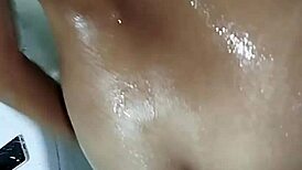 hot latina amateur gets detailed cumshot in hotel bathroom shower