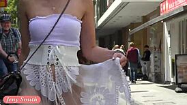 Jeny Smith strips naked in public with flashing and body art