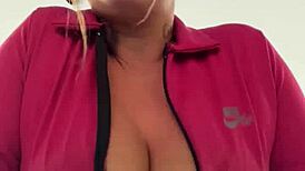 training at the gym with dripping tits and horny pussy