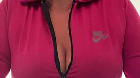 training at the gym with dripping tits and horny pussy