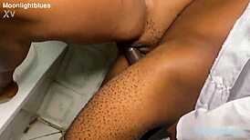 Horny housewife bangs BBC plumber in bathroom