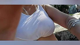 Blonde African Milf's Beach Lighthouse Solo Beauty Display