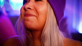 beautiful colombian blonde with angelic face sucks cock