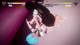 two lesbians battle with fingering and anal fucking in round seven