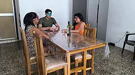 Stepbrothers Play Card Game That Turns Into Dirty Fucking Session with Brunette Milf