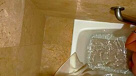 Caught stepsister masturbating in the bathroom bath