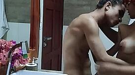 hot latina amateur gets detailed cumshot in hotel bathroom shower