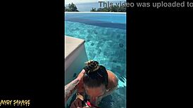 Public blowjob at infinity pool in Costa Rica