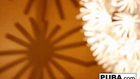 Sexy blonde in a retro tease and solo.