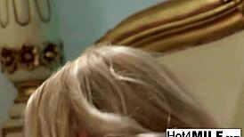 Big tit blonde pornstar fucks hard while keeping her stockings and high heels on for a facial cumshot