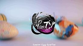 Wonderfully Hot College Girl Paints Easter Eggs