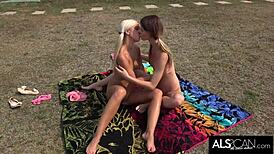 Lola Myluv Fucks Kate Sin With Strap-On Dildo In Outdoor Lesbian Scene
