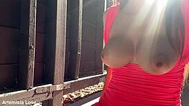 Artemisia Love, Italian Milf with Big Tits and Long Hair, Bounces Her Boobs