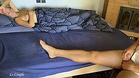 when hot blonde milf opens her eyes, roommate jerks off and gets her horny