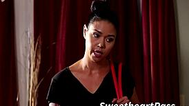 Older Babe Strapon Teaches Tiny Teen Pussy Lesson