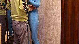 Brunette Couple Fucks on Roller Skates