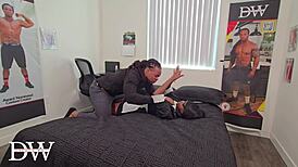 Pregnant maid in costume with wet pussy