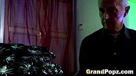 Reverse cowgirl blonde teen 18+ riding old stud