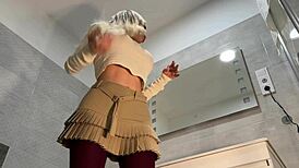 hot tight shaved pussy big tits girl comes for casting turns into a porn shooting for pantyhose academy