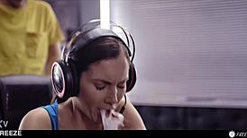 gamer girl gets banged after time freeze - lol match turns into pussy creampie and cum in mouth lobby