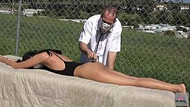 Dr. Grey gives a relaxing massage to the patient