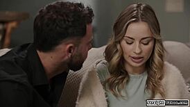 Blonde Pornstar Deepthroats, Gets Handjob, and Endures Hardcore Fucking Domination