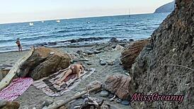 Flashing pussy in public beach guy helps me squirt risky misscreamy