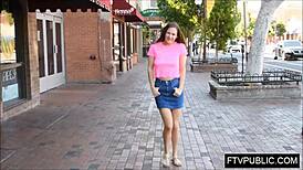 Flexible Teen Flashes Tits Outdoors In Public