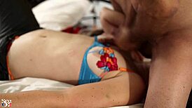 2177 - Special Ass To Mouth - French Amateur Leather Pants Satin Lingerie Red Panties Turkish-Blue Outfit - Thong Bra Garter Belt Blowjob Rimming Anal Plug Closeups.